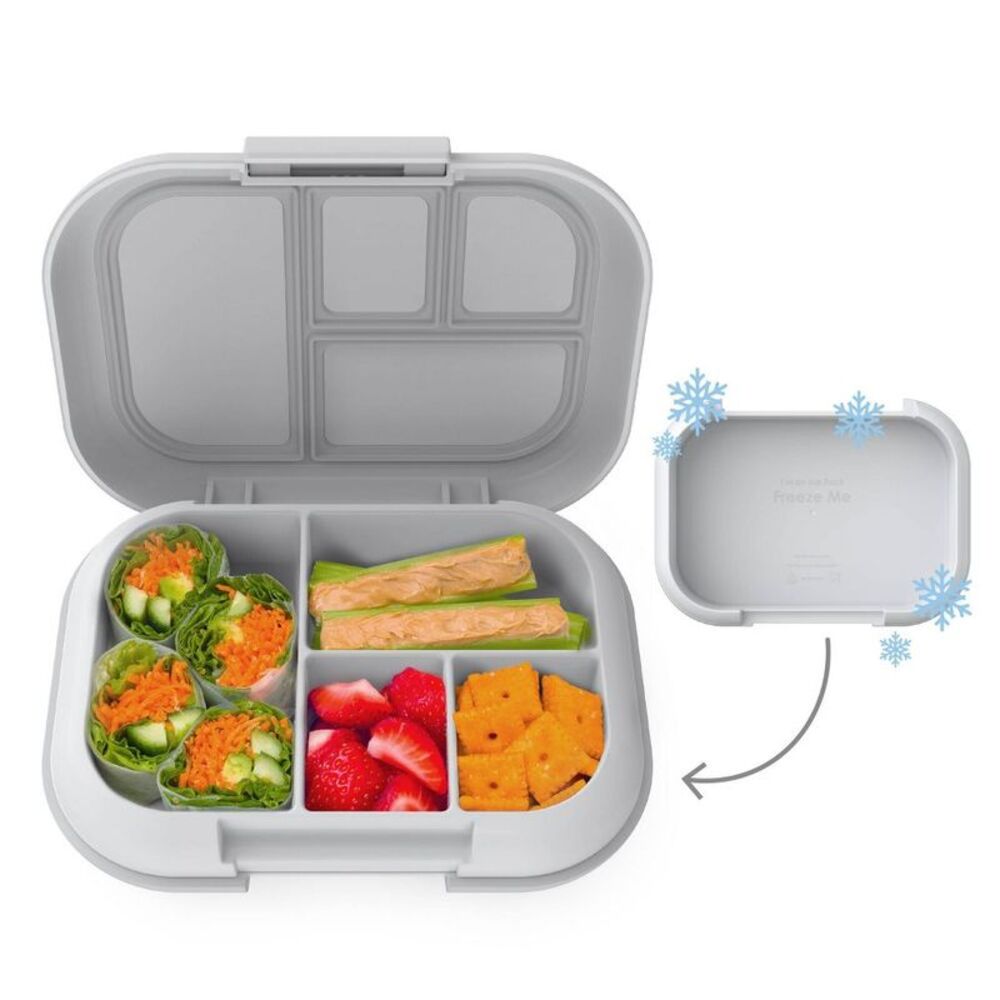 Kids' Bento-Style Chill 4-Compartment Lunch Box with Ice Pack - Gray